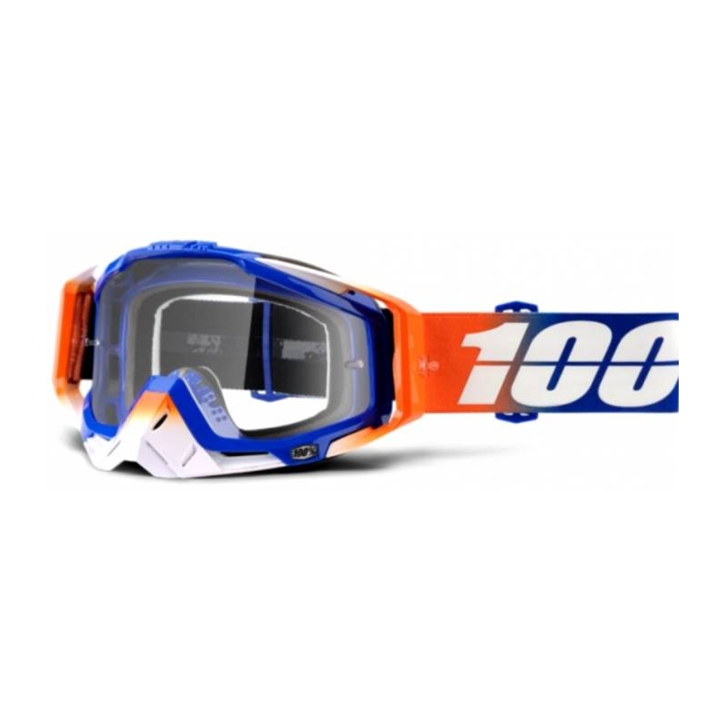 Gogle 100% Racecraft Roxburry niebiesko-biało-pomarańczowe (przezroczysta szyba)