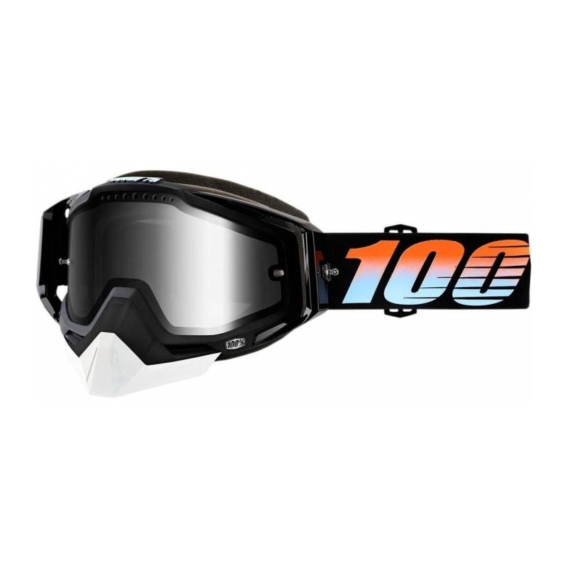 Gogle 100% Racecraft Starlight czarne (srebrna chrom szyba + przezroczysta szyba)