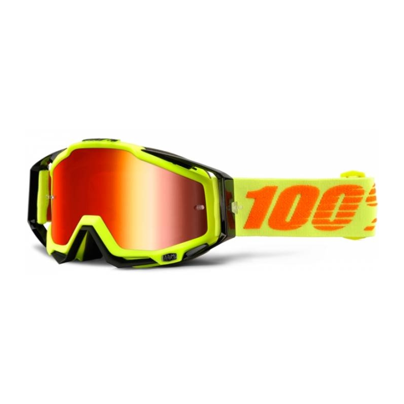 Gogle 100% Racecraft Attack Yellow czarno-żółte (czerwona chrom szyba + przezroczysta szyba)