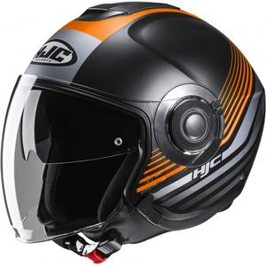 Otwarty kask motocyklowy HJC i40N Dova MC7SF czarno-szaro-pomarańczowy