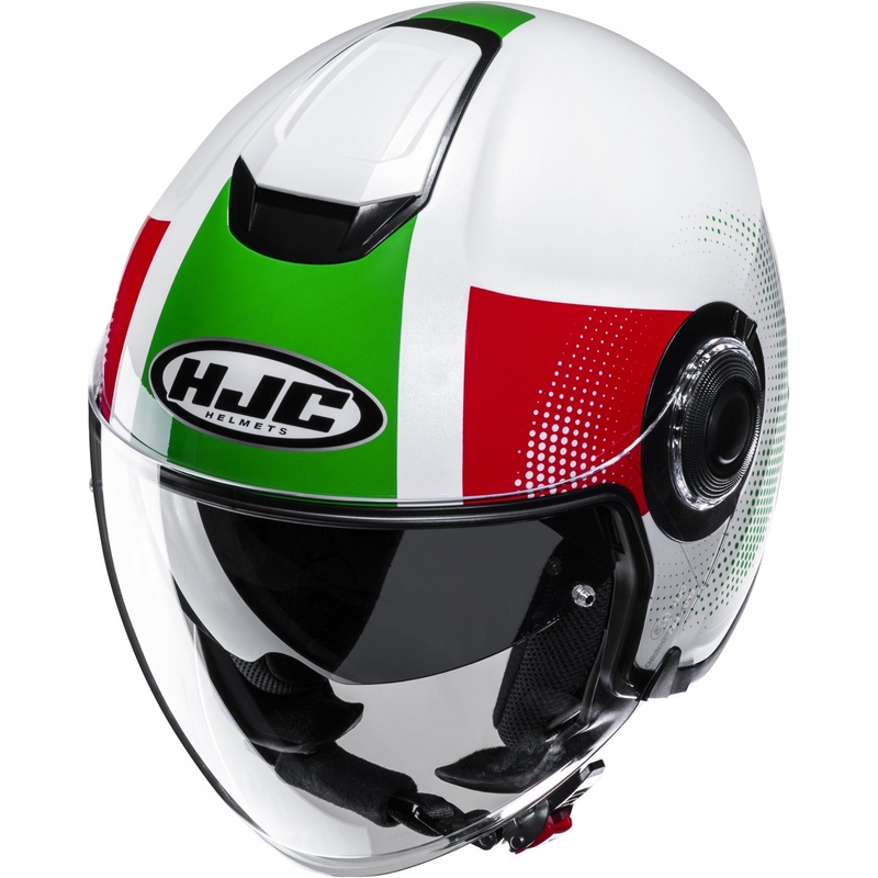 Otwarty kask motocyklowy HJC i40N Pyle MC41 czerwono-zielono-biały