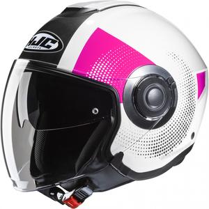 Otwarty kask motocyklowy HJC i40N Pyle MC8 różowo-czarno-biały
