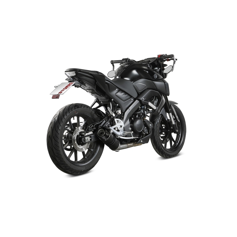 Full exhaust system 1x1 STORM GP Black with carbon cap for YAMAHA YZF-R 125 2019-2026, YAMAHA MT 125 2015-2024