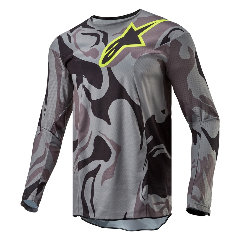 Koszulka motocrossowa Alpinestars Racer Tactical w kolorze szarym, kamuflażowo-fluo żółto-czarnym