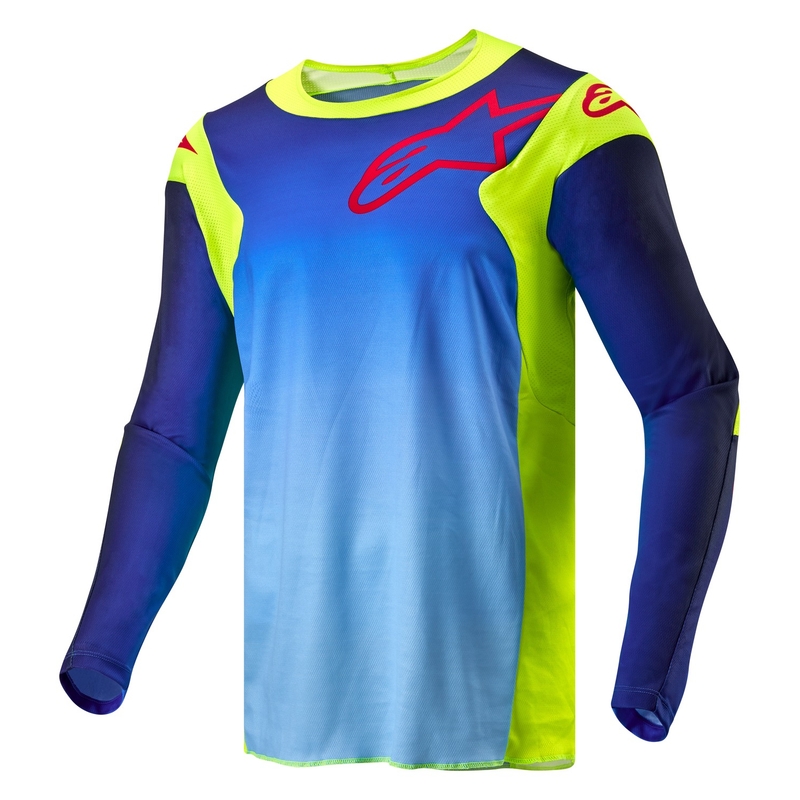 Koszulka motocrossowa Alpinestars Racer Hoen w kolorze fluorescencyjnym żółto-niebiesko-czerwonym