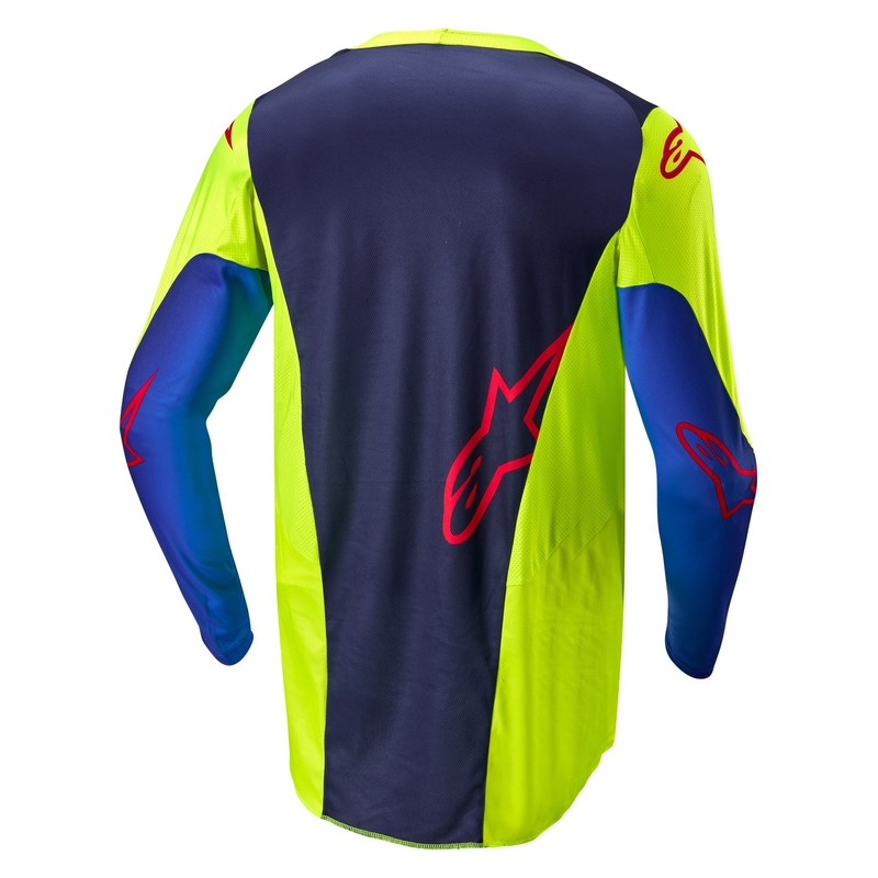 Koszulka motocrossowa Alpinestars Racer Hoen w kolorze fluorescencyjnym żółto-niebiesko-czerwonym