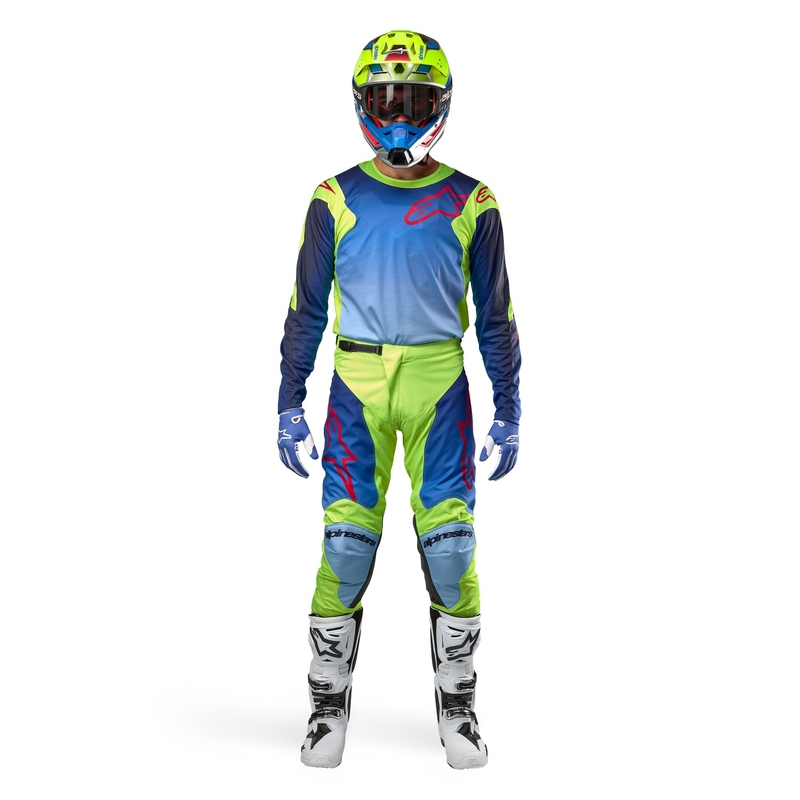 Koszulka motocrossowa Alpinestars Racer Hoen w kolorze fluorescencyjnym żółto-niebiesko-czerwonym