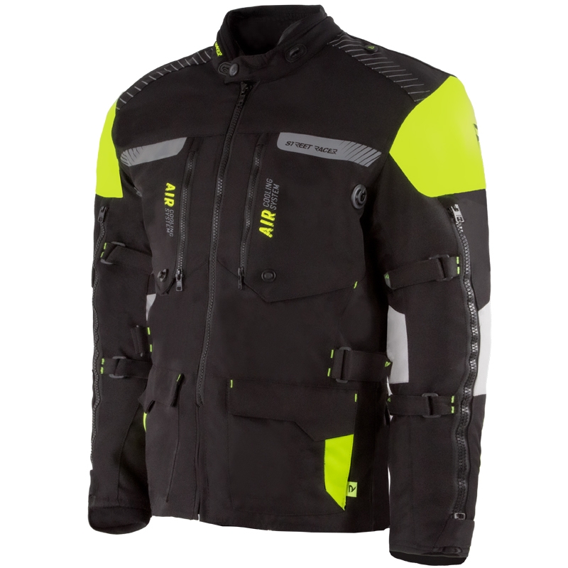 Kurtka motocyklowa Street Racer All Season w kolorze czarno-fluo-żółtym
