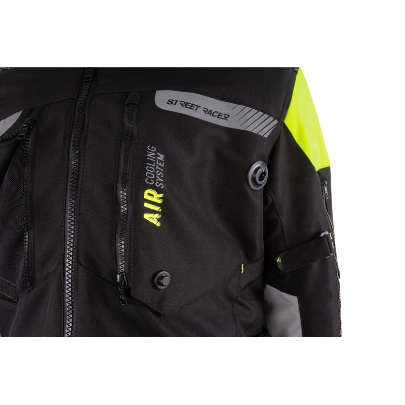 Kurtka motocyklowa Street Racer All Season w kolorze czarno-fluo-żółtym