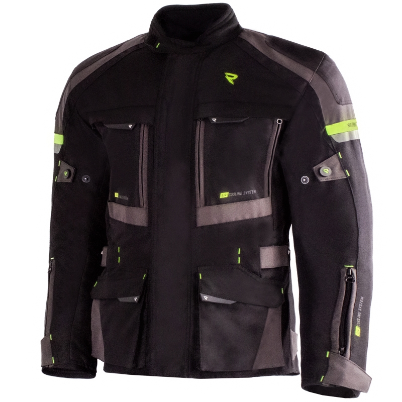 Kurtka motocyklowa Street Racer Rocket czarno-szaro-fluo-żółta