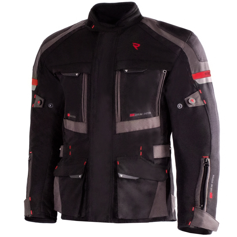 Kurtka motocyklowa Street Racer Rocket w kolorze czarno-szaro-czerwonym