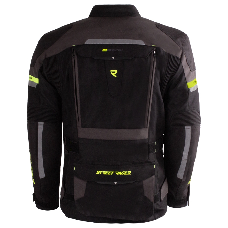 Kurtka motocyklowa Street Racer Rocket czarno-szaro-fluo-żółta