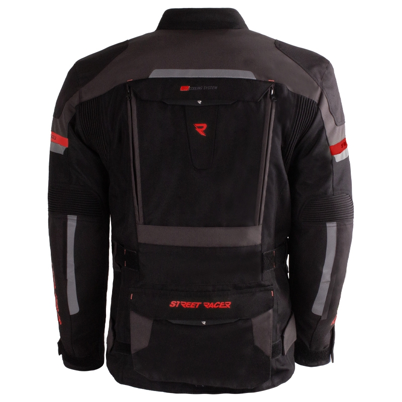 Kurtka motocyklowa Street Racer Rocket w kolorze czarno-szaro-czerwonym