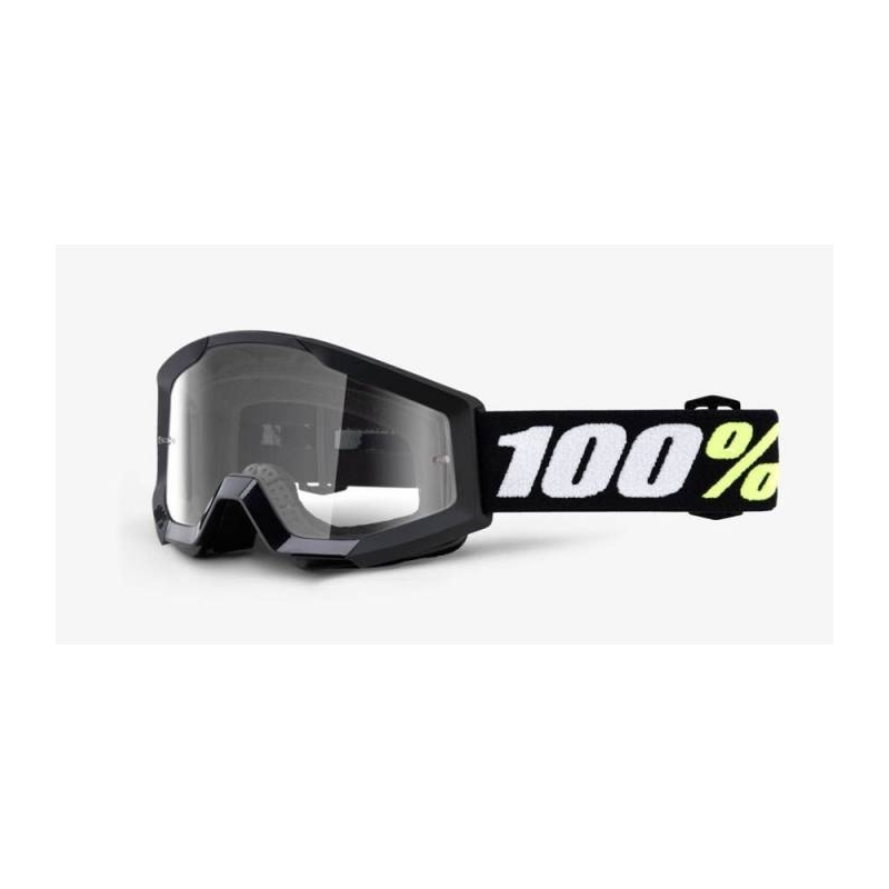 Gogle 100% Strata Mini Gron Black dziecięce (szyba przezroczysta z pinami do folii)