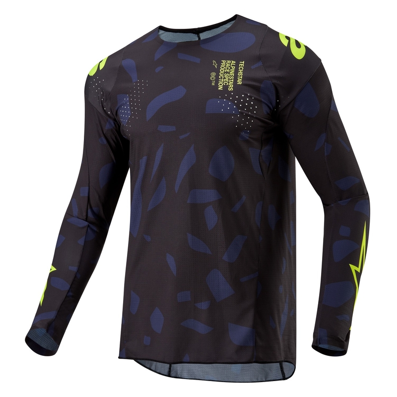 Koszulka motocrossowa Alpinestars Techstar Rantera w kolorze czarno-niebiesko-fluo-żółtym