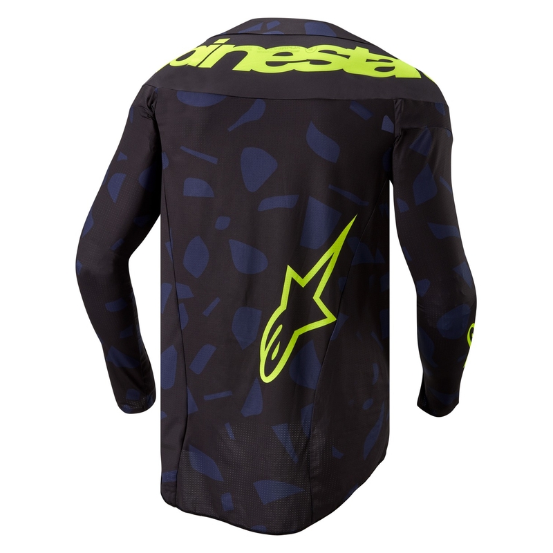 Koszulka motocrossowa Alpinestars Techstar Rantera w kolorze czarno-niebiesko-fluo-żółtym