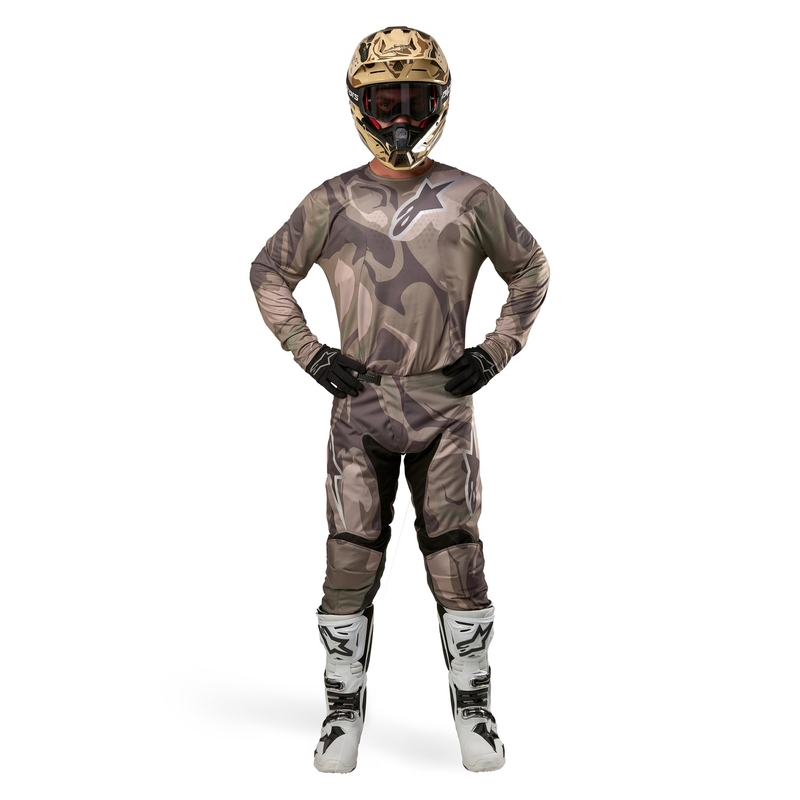Spodnie motocrossowe Alpinestars Racer Tactical zielone moro-brązowe
