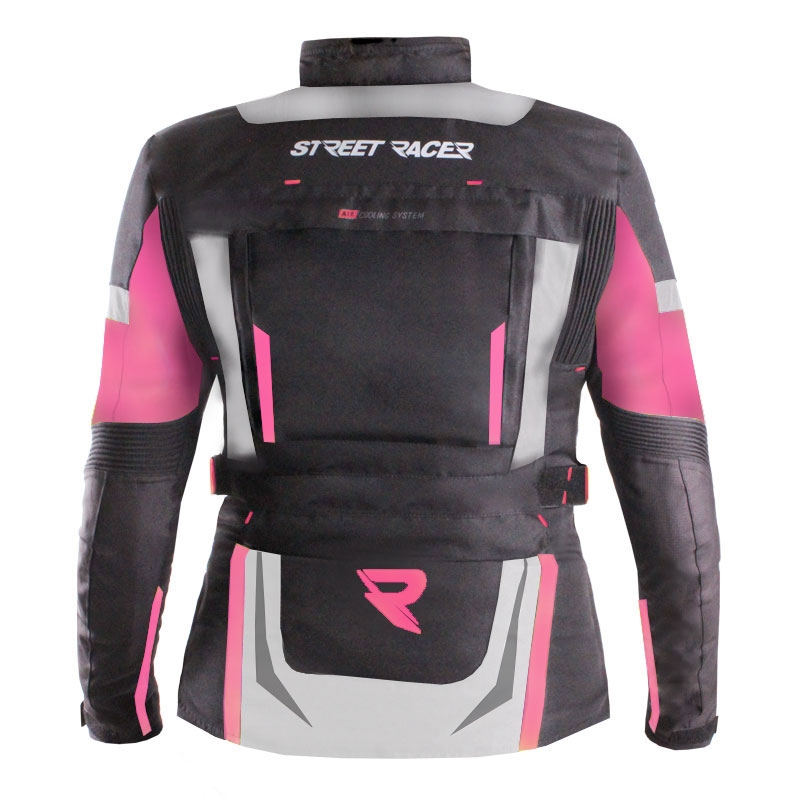 Kurtka motocyklowa damska Street Racer Hilax czarno-szaro-różowa