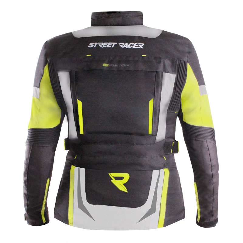 Kurtka motocyklowa damska Street Racer Hilax czarno-szaro-fluo-żółta