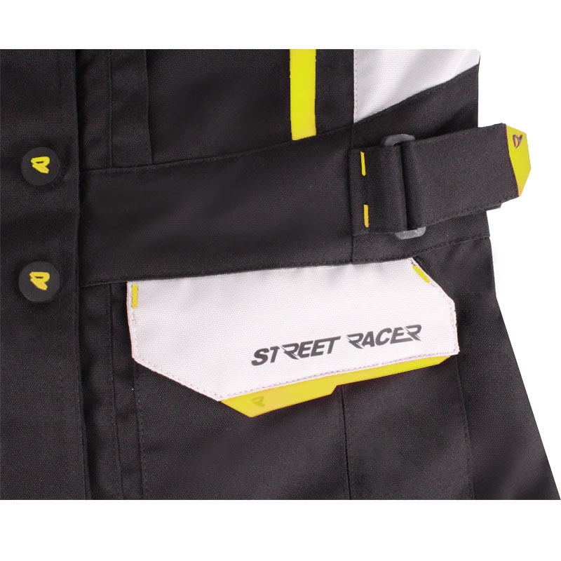 Kurtka motocyklowa damska Street Racer Hilax czarno-szaro-fluo-żółta