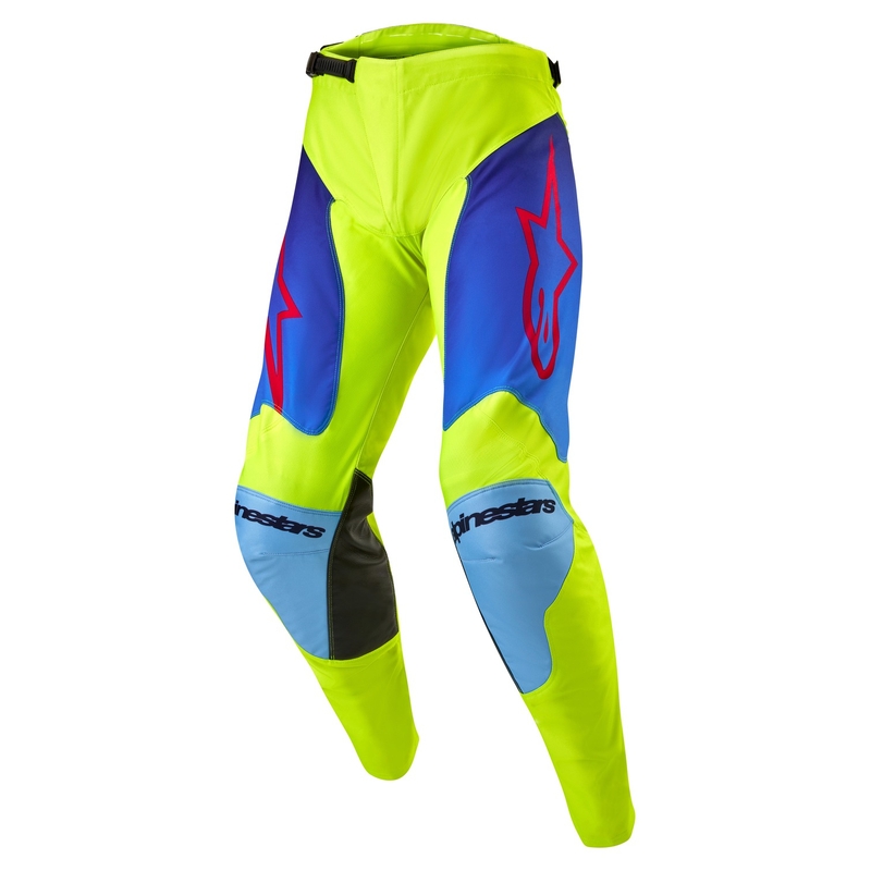 Spodnie motocrossowe Alpinestars Racer Hoen fluo żółto-niebiesko-czerwone