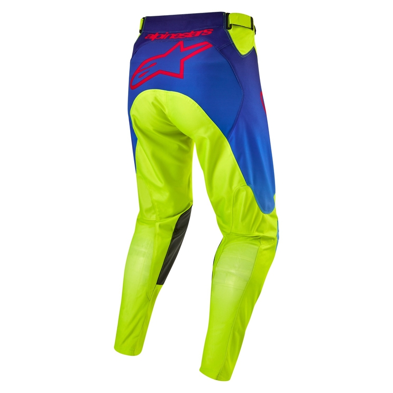 Spodnie motocrossowe Alpinestars Racer Hoen fluo żółto-niebiesko-czerwone
