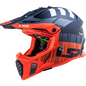 Dětská motokrosová helma LS2 MX437 FAST EVO MINI XCODE fluo oranžovo-modrá