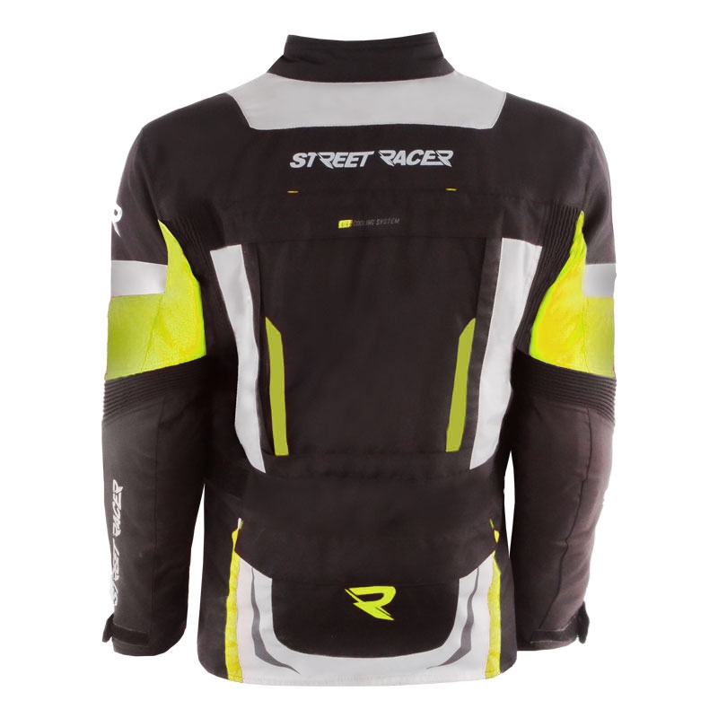 Kurtka motocyklowa Street Racer Hilax czarno-szaro-fluo-żółta