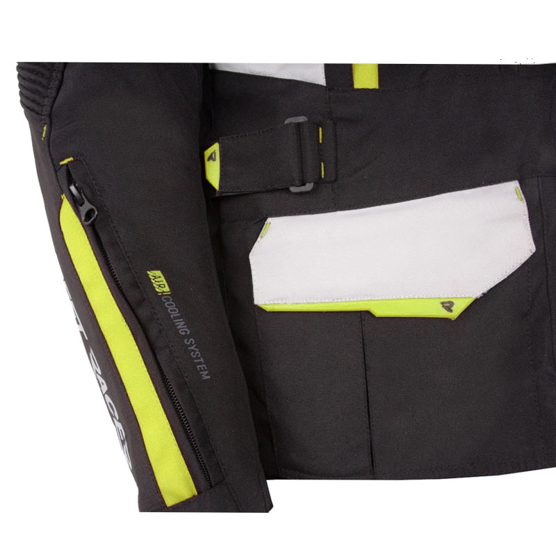 Kurtka motocyklowa Street Racer Hilax czarno-szaro-fluo-żółta