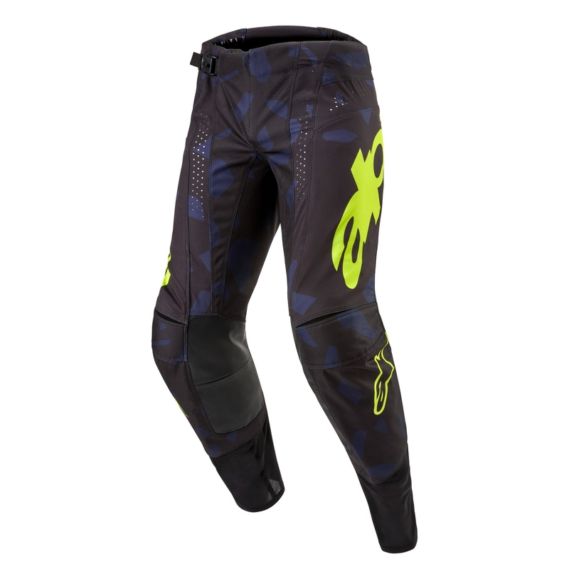 Spodnie motocrossowe Alpinestars Techstar Rantera czarno-niebiesko-fluo-żółte