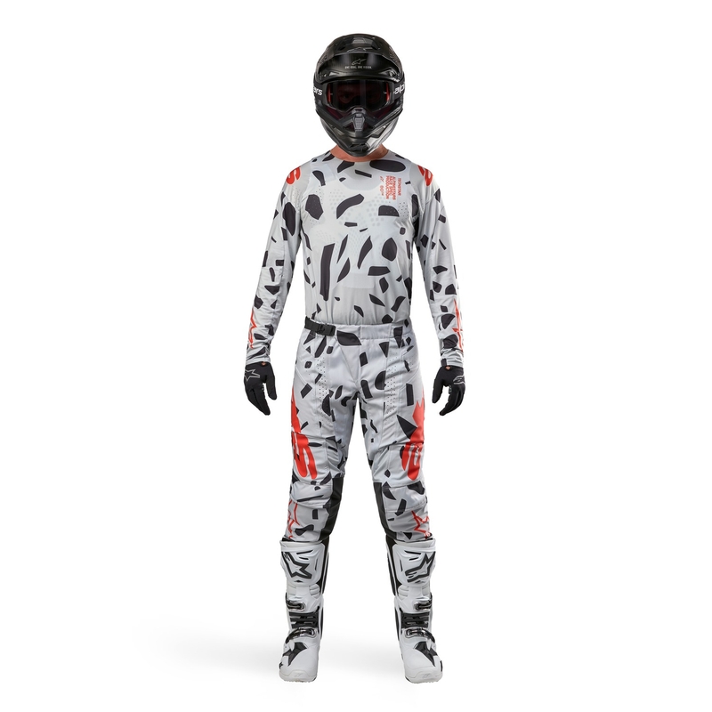 Spodnie motocrossowe Alpinestars Techstar Rantera szaro-pomarańczowo-czarne