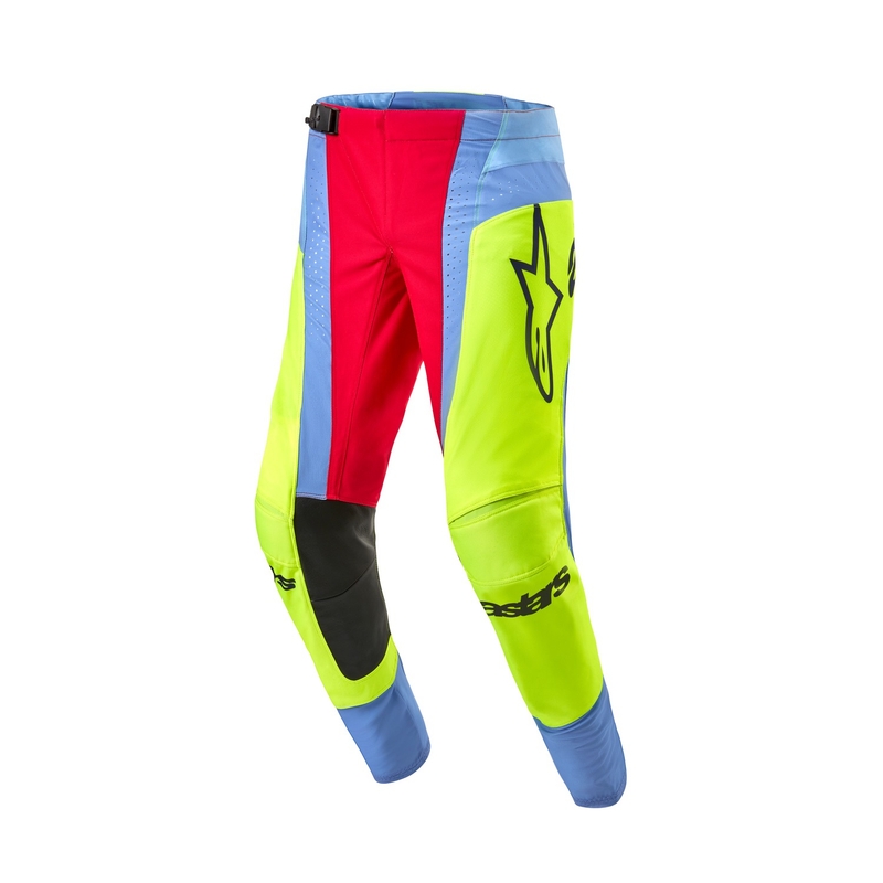 Spodnie motocrossowe Alpinestars Techstar Ocuri jasnoniebieskie-fluo-żółto-czerwone
