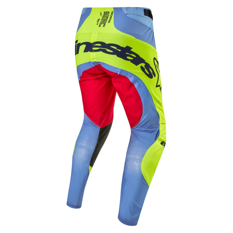 Spodnie motocrossowe Alpinestars Techstar Ocuri jasnoniebieskie-fluo-żółto-czerwone