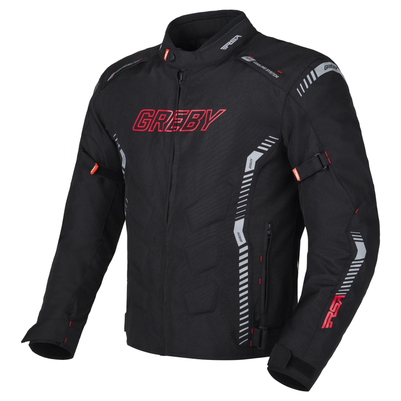 Kurtka motocyklowa RSA Greby 2 czarno-szaro-czerwona