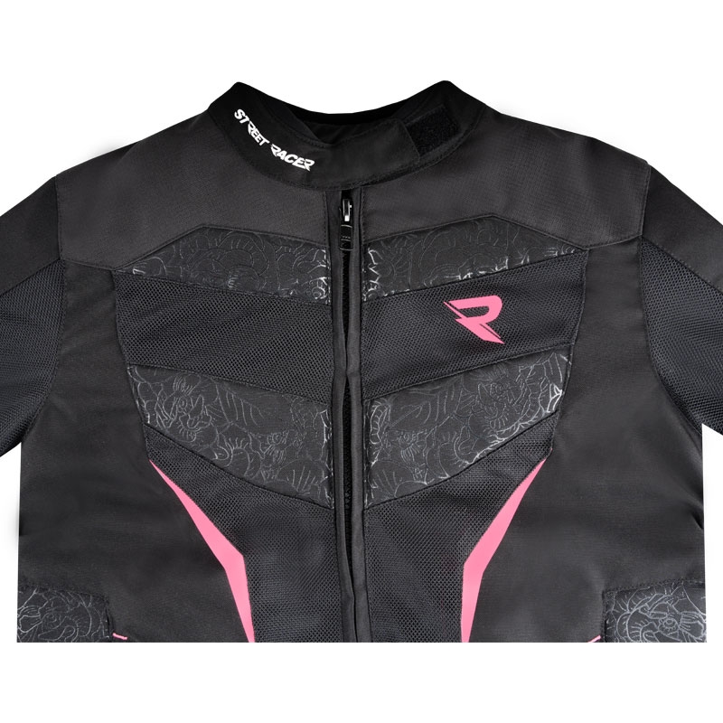 Damska kurtka motocyklowa Street Racer Rose Air czarno-różowa