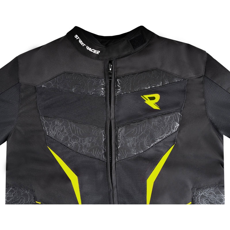 Damska kurtka motocyklowa Street Racer Rose Air w kolorze czarno-fluo żółtym