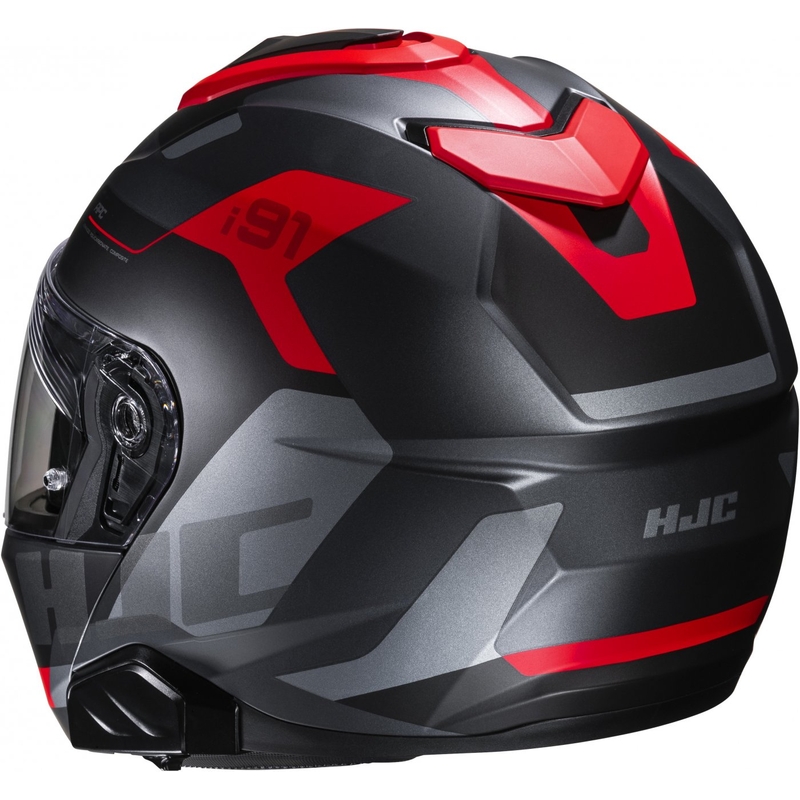 Výklopná helma na motorku HJC i91 Carst černo-šedo-červená
