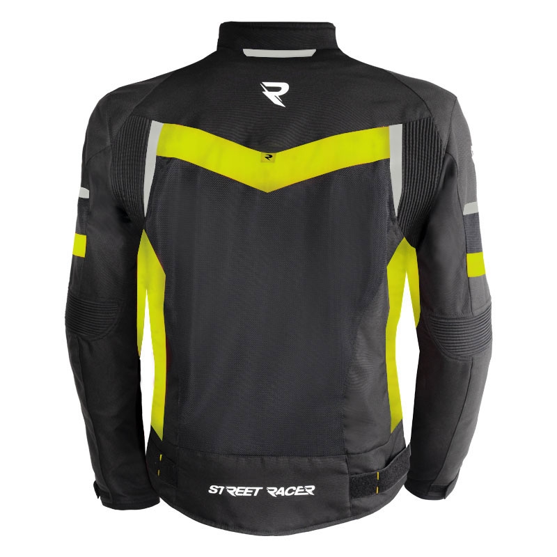 Kurtka motocyklowa Street Racer Evans Air czarno-fluo-żółta