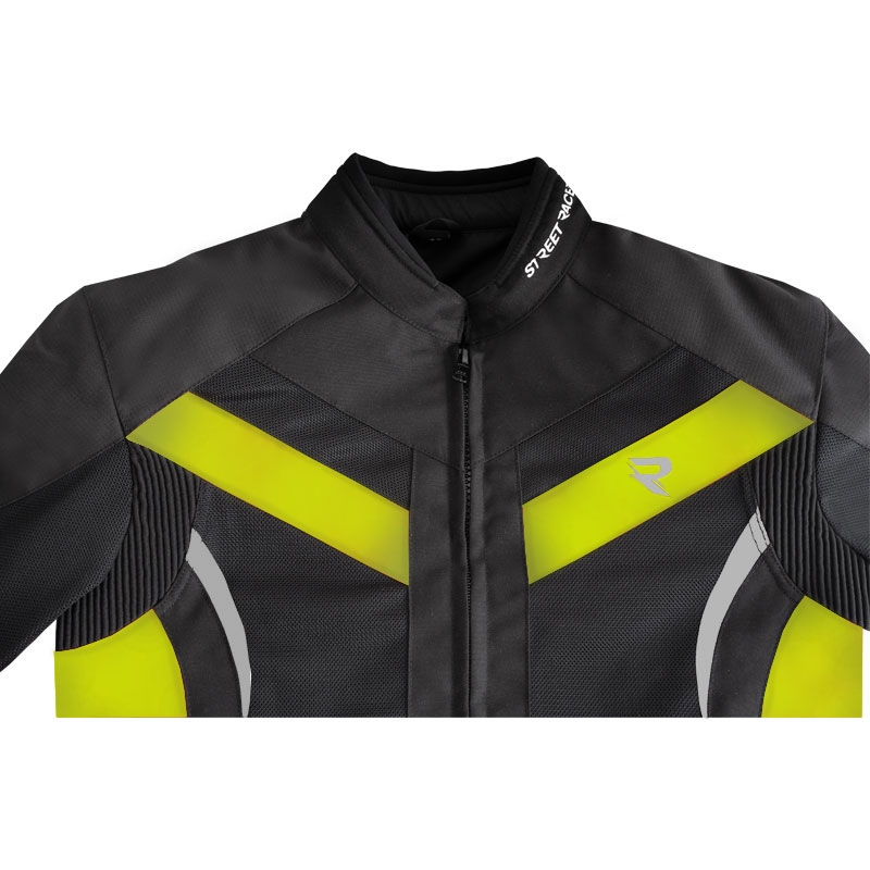 Kurtka motocyklowa Street Racer Evans Air czarno-fluo-żółta