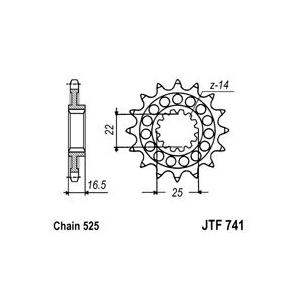 Front sprocket JT JTF 741-14 14T, 525