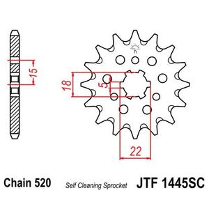 Front sprocket JT JTF 1445-12SC 12T, 520 Self Cleaning Lightweight