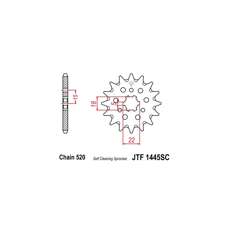 Front sprocket JT 13T, 520 Self Cleaning Lightweight