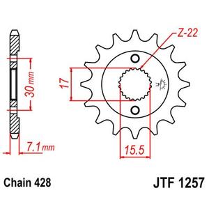 Front sprocket JT JTF 1257-15 15T, 428