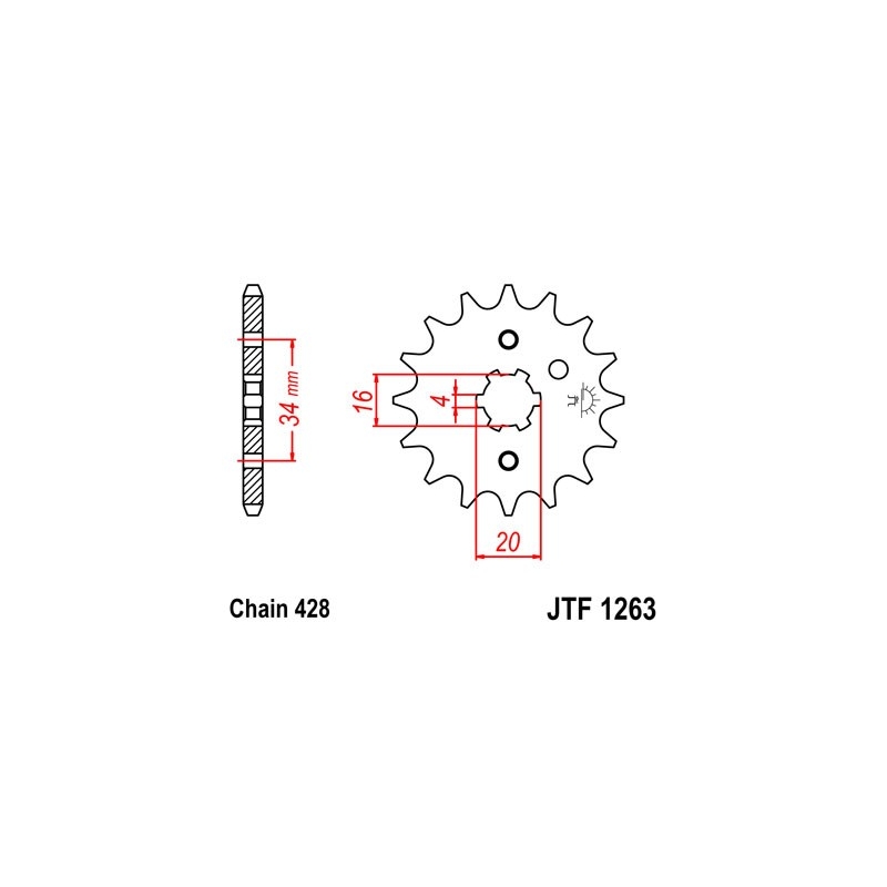 Front sprocket JT 16T, 428