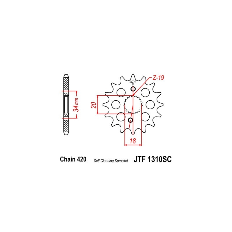 Front sprocket JT 15T, 420 Self Cleaning Lightweight
