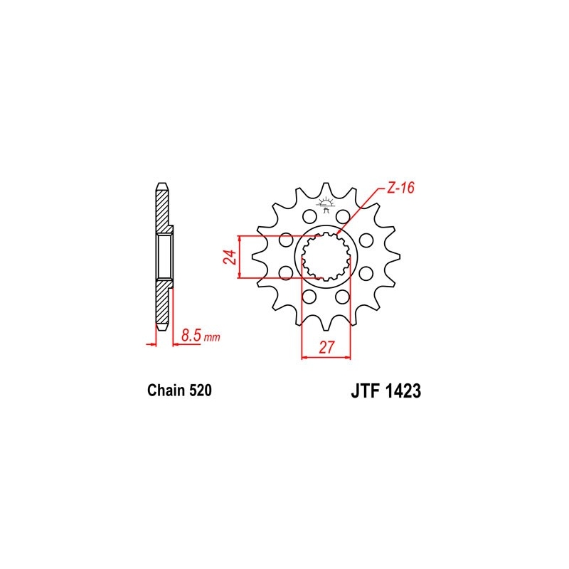 Front sprocket JT 17T, 520
