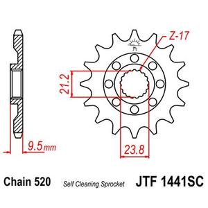 Front sprocket JT JTF 1441-13SC 13T, 520 Self Cleaning Lightweight