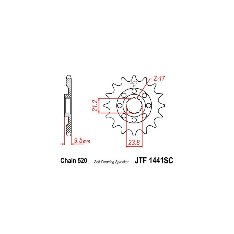 Front sprocket JT 13T, 520 Self Cleaning Lightweight