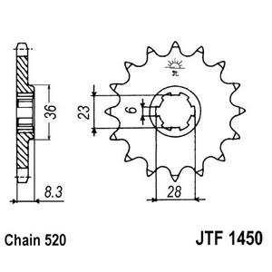 Front sprocket JT JTF 1450-13 13T, 520