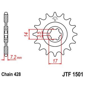Front sprocket JT JTF 1501-13 13T, 428